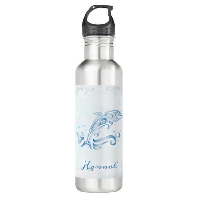 Botella De Agua Delfín azul personalizado (Anverso)