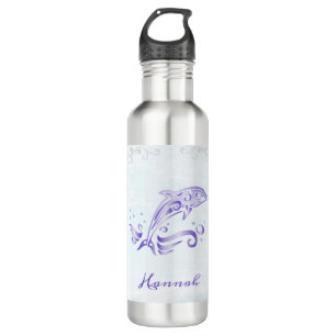 Botella De Agua Delfín morado personalizado