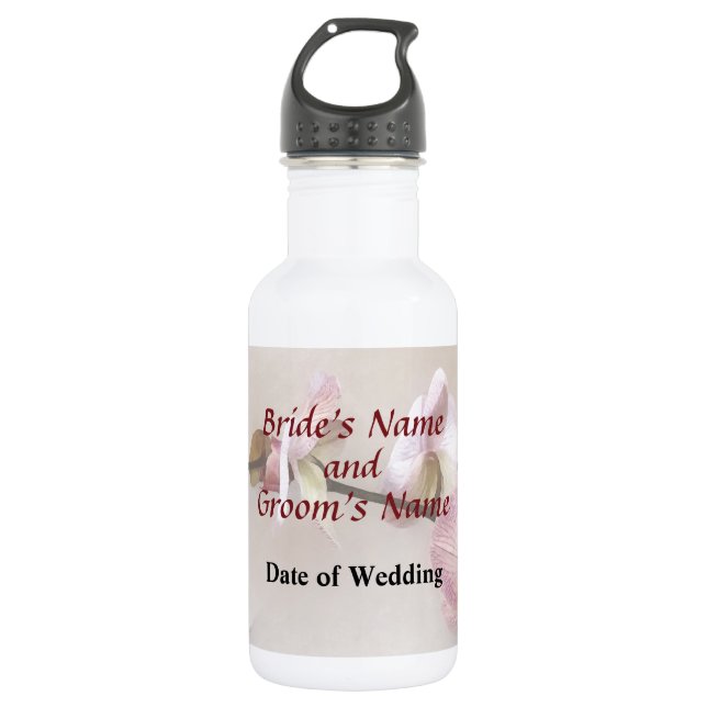 Botella De Agua Delicada Falenopsis Rosa Boda Orquídea (Anverso)