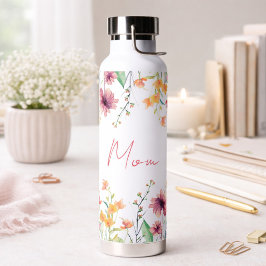 Botella De Agua Delicate Watercolor Wildflower Personalized