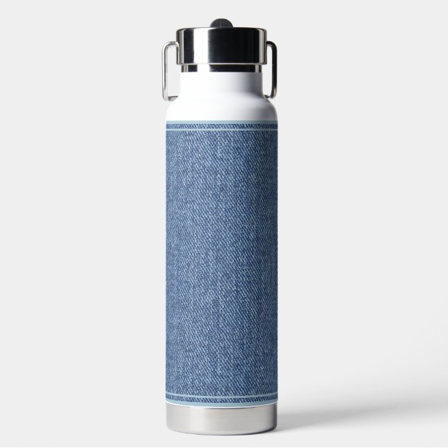 BOTELLA DE AGUA DENIM TEXTURE BLUE STYLE PATTERN (Frente)