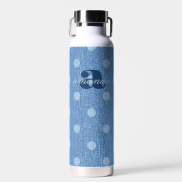 Botella De Agua Denim Washed Polka Dot