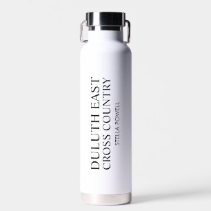 Botella De Agua Deportes Escolares Personalizados en Blanco y Negr