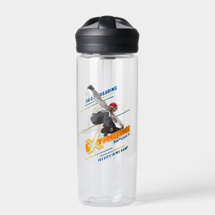 Botella De Agua Deportista extremo de skate retro  