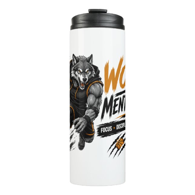 Botella de agua deportiva Mentalidad de Lobo (Anverso)