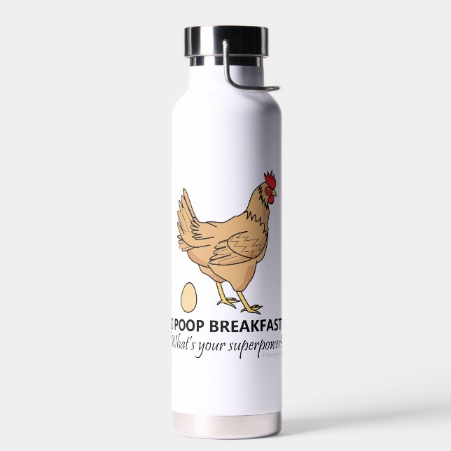Botella De Agua Desayuno de Chicken Poops Funny (Izquierdo)
