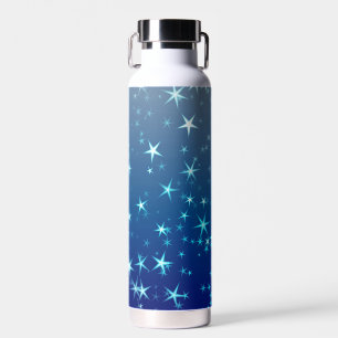 Botella De Agua Destellos de Navidad Estrellas Cielo Azul