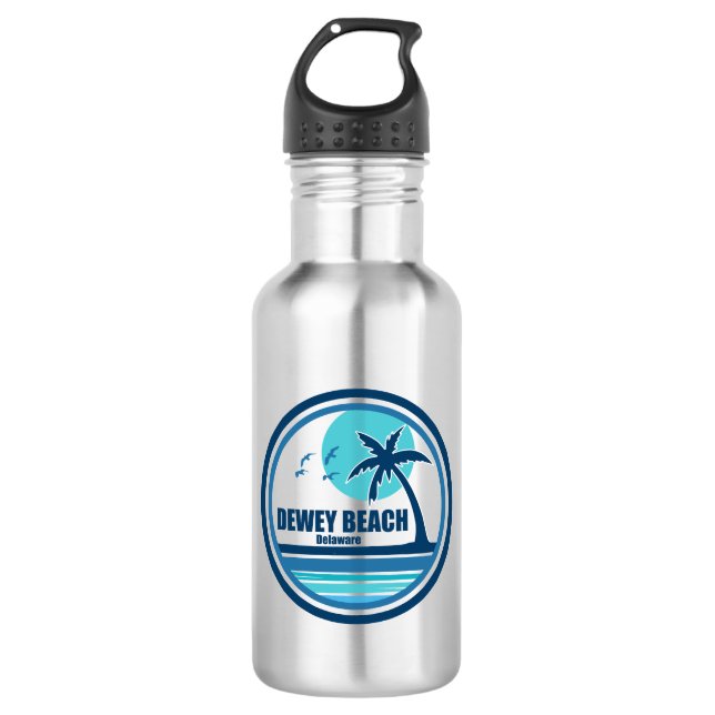 Botella De Agua Dewey Beach Delaware Palm Tree Birds (Anverso)