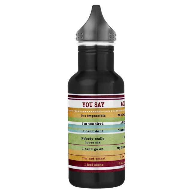 Botella De Agua "Di/Dios dice" Versos Inspiradores de la Biblia (Izquierda)