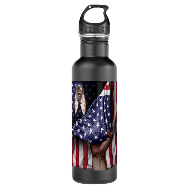 Botella De Agua Día De La Independencia Bandera Estadounidense Cic (Anverso)