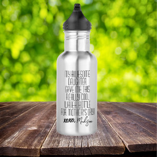 Botella De Agua Dia de la madre graciosa de la hija de color negro