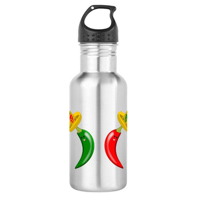 Botella De Agua Día de los Muertos Chilis Mexicanos (Anverso)