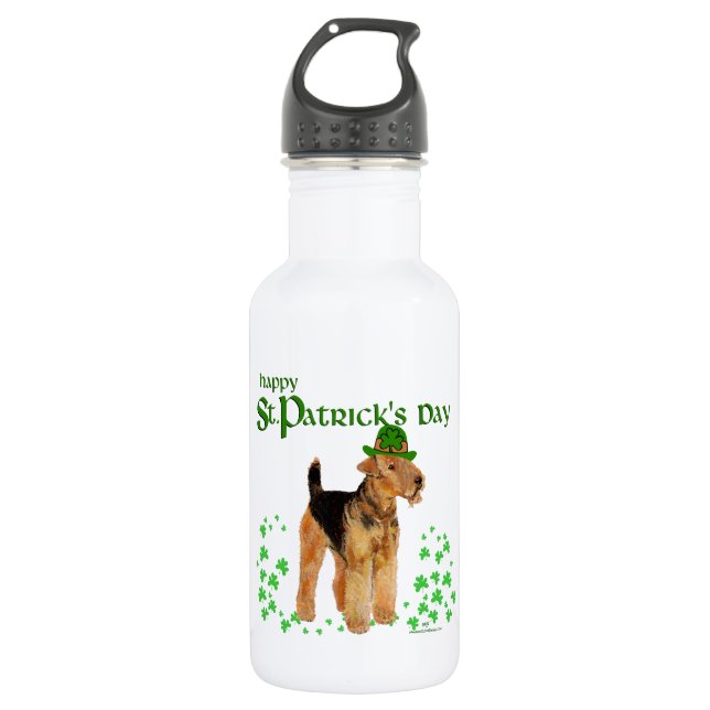 Botella De Agua Día de San Patricio Airedale (Anverso)