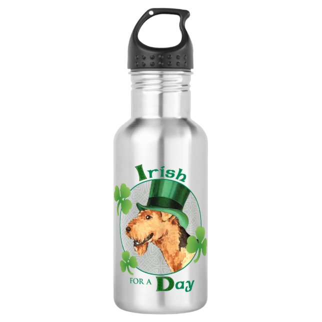 Botella De Agua Día de San Patricio Airedale (Anverso)