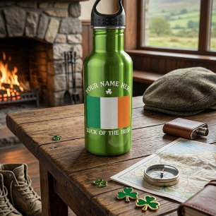 Botella De Agua Día de San Patricio Bandera de Irlanda Nombre Pers