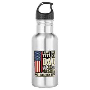 Botella De Agua Día del Padre Abuelo Camiseta Familiar Patriótica