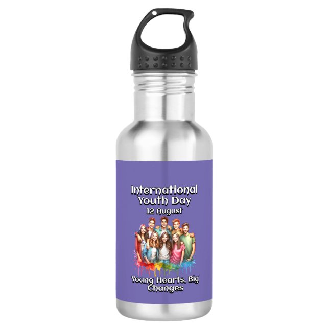 Botella De Agua Día Internacional de la Juventud - Grandes cambios (Anverso)