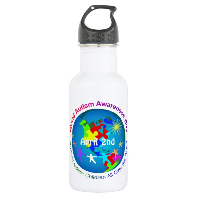 Botella De Agua Día Mundial de Conciencia sobre el Autismo (Anverso)