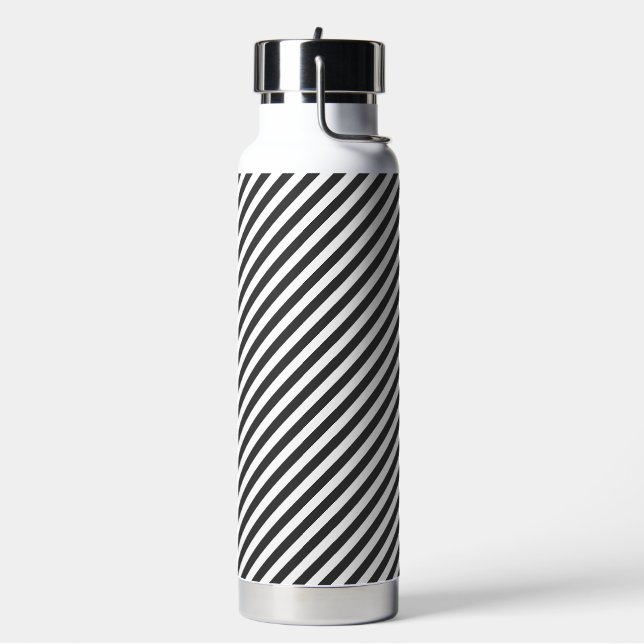 Botella De Agua Diagonal black and white stripes  pattern (Izquierda)
