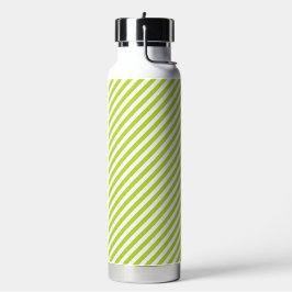 Botella De Agua Diagonal lime green and white stripes pattern