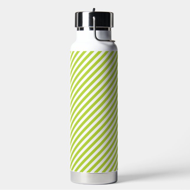 Botella De Agua Diagonal lime green and white stripes pattern (Izquierda)
