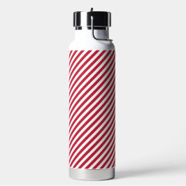 Botella De Agua Diagonal red and white stripes pattern