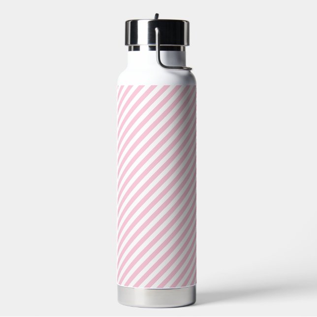 Botella De Agua Diagonal white and pink stripes pattern (Izquierda)