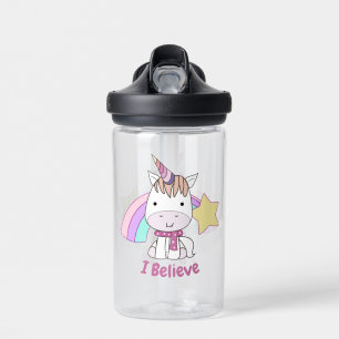 Botella De Agua Dibujo adorable de unicornio bebé y arcoíris