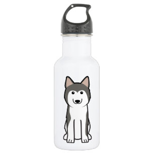 Botella De Agua Dibujo animado del perro del husky siberiano