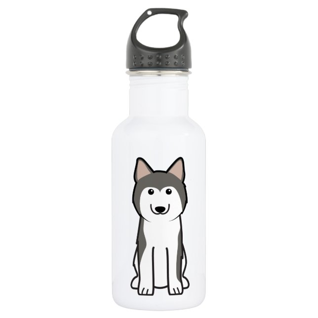 Botella De Agua Dibujo animado del perro del husky siberiano (Anverso)