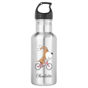 Botella De Agua Dibujo Animado Perro Cachorro Ciclismo Bicicleta