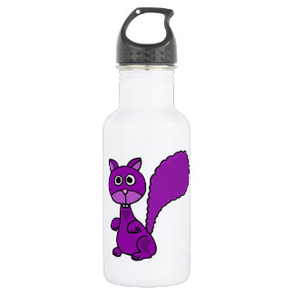 Botella De Agua Dibujo animado púrpura divertido de la ardilla
