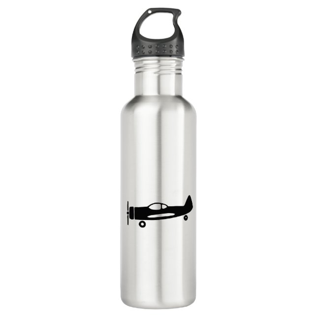 Botella De Agua Dibujo blanco y negro del avión (Anverso)