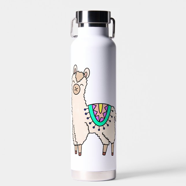 Botella De Agua dibujo de animales personalizados de llama feliz s (Delantero)