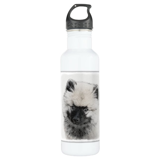 Botella De Agua Dibujo de cachorros de Keeshond - Arte de perros o (Anverso)