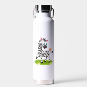 Botella De Agua Dibujo de cebra bebé con mariposa-23960