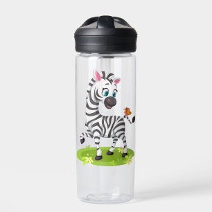 Botella De Agua Dibujo de cebra bebé jugando con mariposa