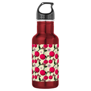 Botella De Agua Dibujo de cereza roja linda