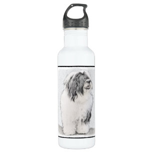 Botella De Agua Dibujo de color con barba - Arte de perro original