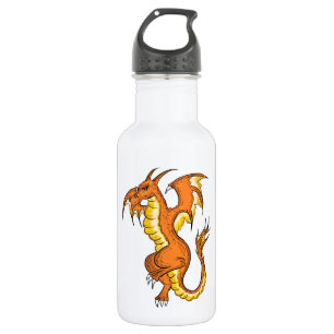 Botella De Agua dibujo de dragón naranja
