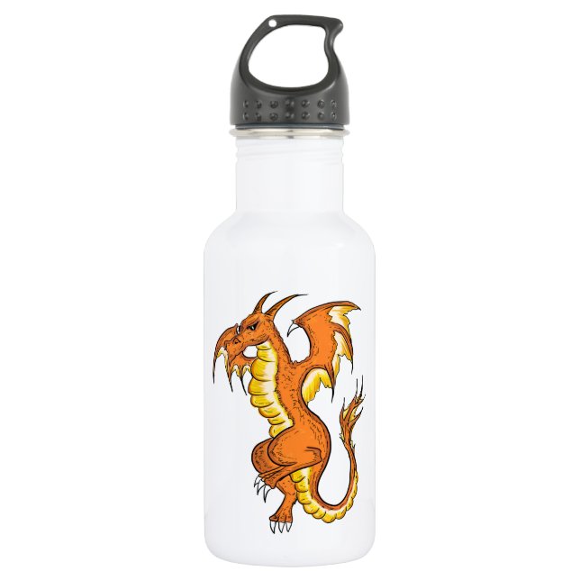 Botella De Agua dibujo de dragón naranja (Anverso)
