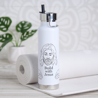 Botella De Agua Dibujo de fe cristiana con Jesús