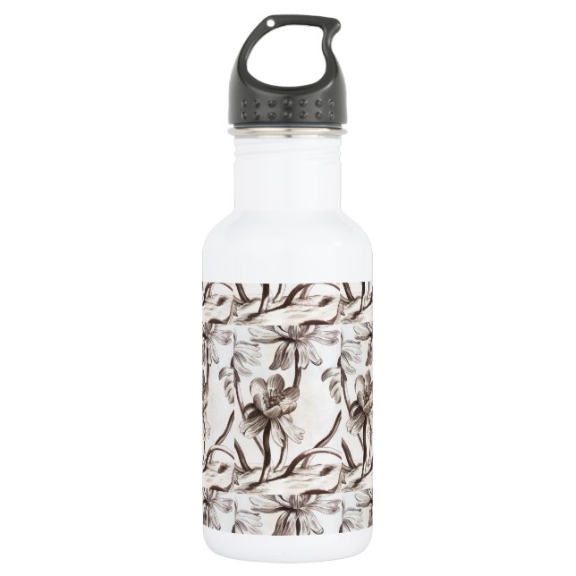 Botella De Agua Dibujo de flor (Anverso)