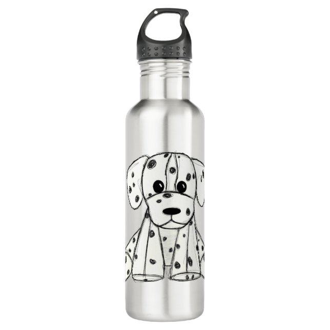 Botella De Agua Dibujo de perros rellenos dálmatas esquema simple  (Anverso)
