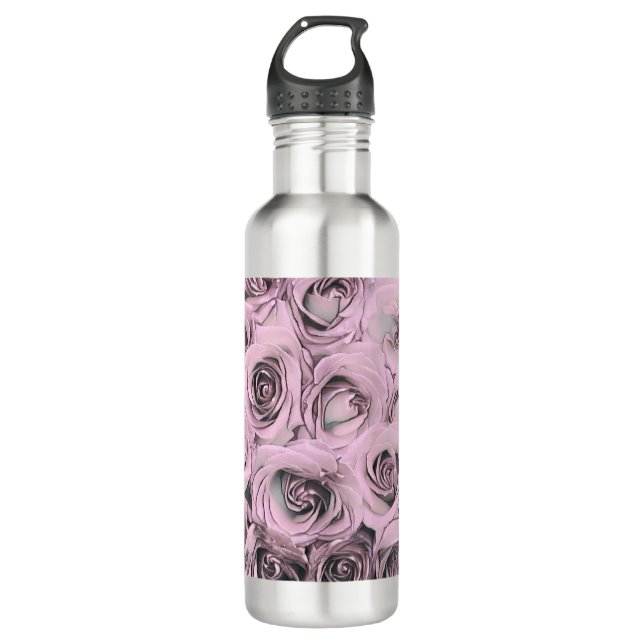 Botella De Agua Dibujo de rosas rosadas (Anverso)