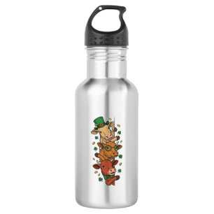 Botella De Agua Dibujo de vacas apiladas lindas San Patricio vinta