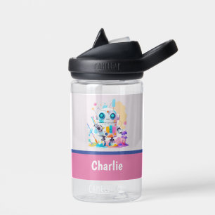 Botella De Agua Dibujo Divertido Robot Desordenado Salpicaduras Di