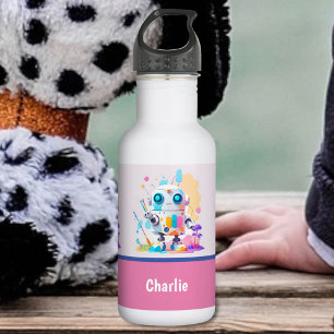 Botella De Agua Dibujos divertidos de robots desordenados