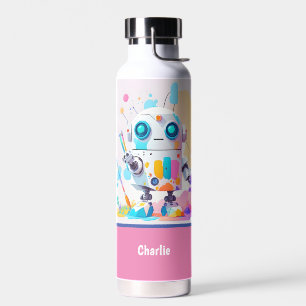 Botella De Agua Dibujos divertidos de robots desordenados