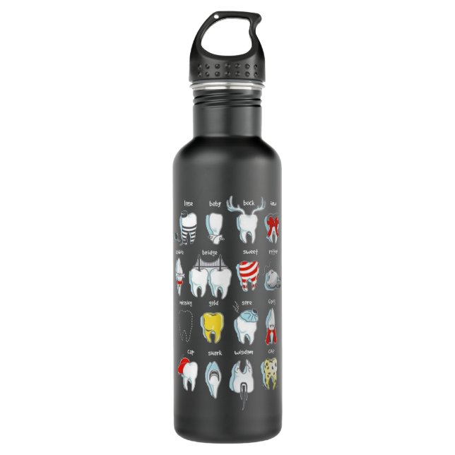 Botella De Agua Dientes divertidos diseñadores Dientes Dentistas D (Anverso)